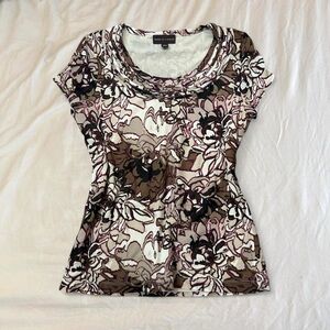brown floral y2k style blouse